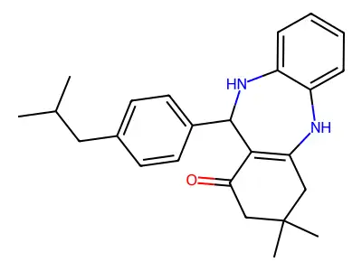 9,9-dimethyl-6-[4-(2-methylpropyl)phenyl]-6,8,10,11-tetrahydro-5H-benzo[b][1,4]benzodiazepin-7-one structure