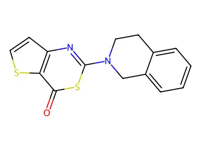 2-(1,2,3,4-tetrahydroisoquinolin-2-yl)-4H-thieno[3,2-d][1,3]thiazin-4-one structure