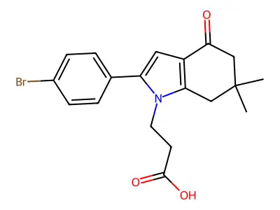 3-[2-(4-bromophenyl)-6,6-dimethyl-4-oxo-5,7-dihydroindol-1-yl]propanoic Acid structure