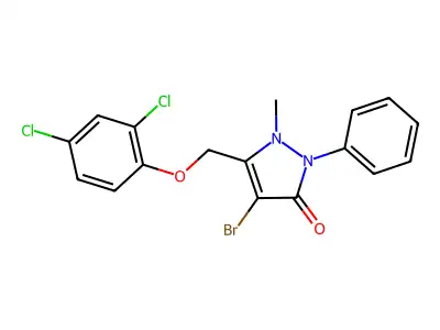 3-((2,4-Dichlorophenoxy)methyl)-4-bromo-2-methyl-1-phenyl-3-pyrazolin-5-one structure