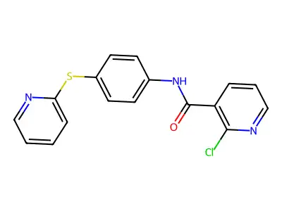 2-chloro-N-(4-pyridin-2-ylsulfanylphenyl)pyridine-3-carboxamide structure