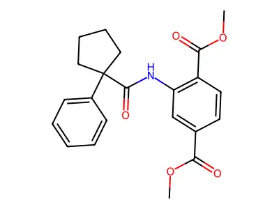 Methyl 4-(methoxycarbonyl)-3-((phenylcyclopentyl)carbonylamino)benzoate structure