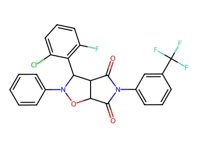 3-(2-chloro-6-fluorophenyl)-2-phenyl-5-[3-(trifluoromethyl)phenyl]dihydro-2H-pyrrolo[3,4-d][1,2]oxazole-4,6(3H,5H)-dione structure