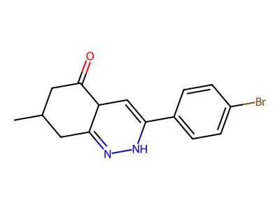 3-(4-bromophenyl)-7-methyl-4a,6,7,8-tetrahydro-2H-cinnolin-5-one structure