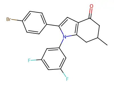 2-(4-bromophenyl)-1-(3,5-difluorophenyl)-6-methyl-6,7-dihydro-5H-indol-4-one structure