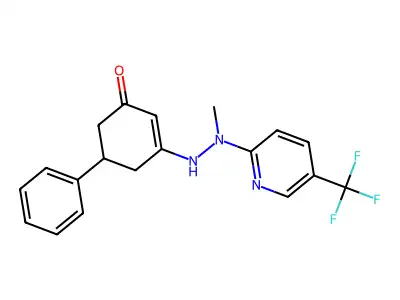 3-((METHYL(5-(TRIFLUOROMETHYL)(2-PYRIDYL))AMINO)AMINO)-5-PHENYLCYCLOHEX-2-EN-1-ONE structure