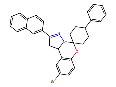 9-bromo-2-naphthalen-2-yl-4'-phenylspiro[1,10b-dihydropyrazolo[1,5-c][1,3]benzoxazine-5,1'-cyclohexane] structure