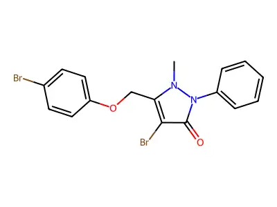 4-Bromo-3-((4-bromophenoxy)methyl)-2-methyl-1-phenyl-3-pyrazolin-5-one structure