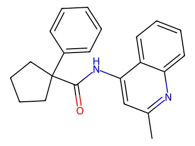 N-(2-methylquinolin-4-yl)-1-phenylcyclopentane-1-carboxamide structure