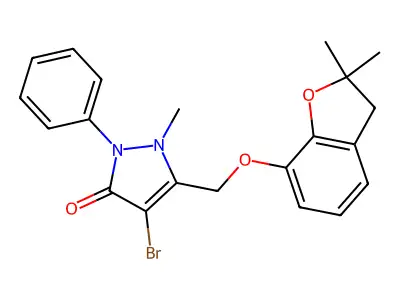 3-((2,2-DIMETHYL(3-OXAINDAN-4-YLOXY))METHYL)-4-BROMO-2-METHYL-1-PHENYL-3-PYRAZOLIN-5-ONE structure