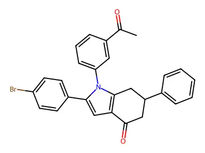 1-(3-acetylphenyl)-2-(4-bromophenyl)-6-phenyl-6,7-dihydro-5H-indol-4-one structure
