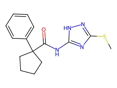 N-(3-methylsulfanyl-1H-1,2,4-triazol-5-yl)-1-phenylcyclopentane-1-carboxamide structure