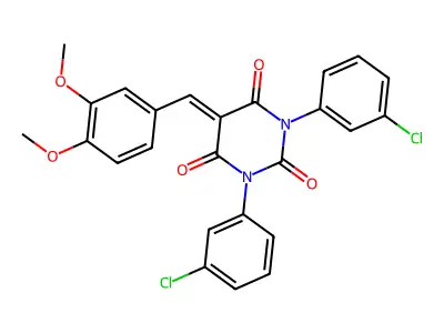 1,3-bis(3-chlorophenyl)-5-[(3,4-dimethoxyphenyl)methylidene]-1,3-diazinane-2,4,6-trione structure