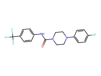4-(4-fluorophenyl)-N-[4-(trifluoromethyl)phenyl]piperazine-1-carboxamide structure