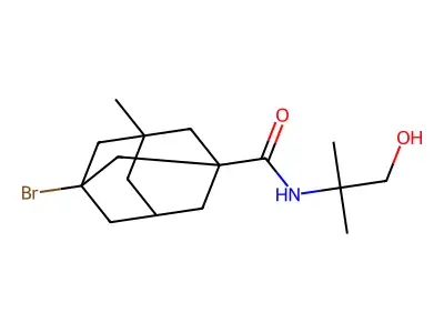 3-bromo-N-(1-hydroxy-2-methylpropan-2-yl)-5-methyladamantane-1-carboxamide structure