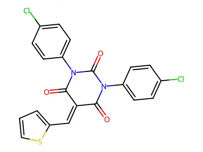 1,3-Bis(4-chlorophenyl)-5-(thiophen-2-ylmethylidene)-1,3-diazinane-2,4,6-trione structure