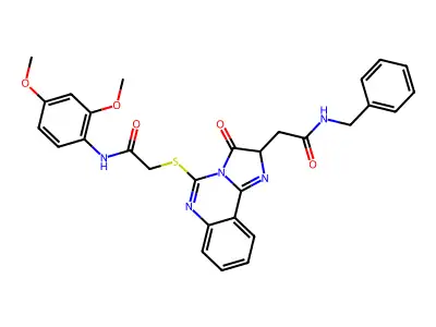 2-({2-[(benzylcarbamoyl)methyl]-3-oxo-2H,3H-imidazo[1,2-c]quinazolin-5-yl}sulfanyl)-N-(2,4-dimethoxyphenyl)acetamide structure