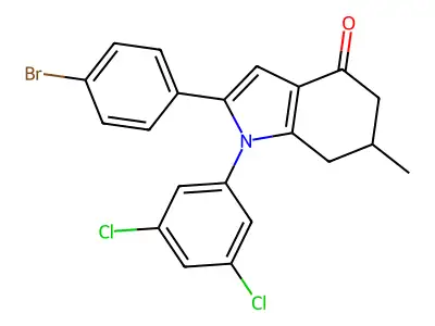 1-(3,5-Dichlorophenyl)-2-(4-bromophenyl)-6-methyl-5,6,7-trihydroindol-4-one structure