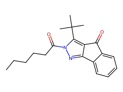 3-(Tert-butyl)-2-hexanoylindeno[3,2-C]pyrazol-4-one structure