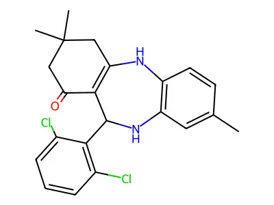 6-(2,6-dichlorophenyl)-3,9,9-trimethyl-6,8,10,11-tetrahydro-5H-benzo[b][1,4]benzodiazepin-7-one structure