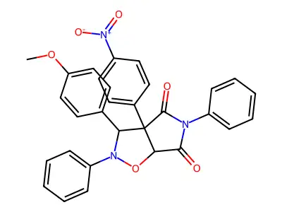 3-(4-methoxyphenyl)-3a-(4-nitrophenyl)-2,5-diphenyldihydro-2H-pyrrolo[3,4-d][1,2]oxazole-4,6(3H,5H)-dione structure