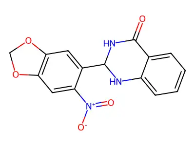 2-(6-nitro-1,3-benzodioxol-5-yl)-2,3-dihydro-1H-quinazolin-4-one structure
