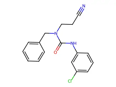 1-Benzyl-3-(3-chlorophenyl)-1-(2-cyanoethyl)urea structure