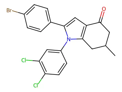 2-(4-bromophenyl)-1-(3,4-dichlorophenyl)-6-methyl-6,7-dihydro-5H-indol-4-one structure