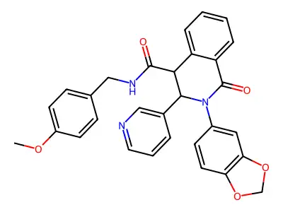 (2-benzo[3,4-d]1,3-dioxolen-5-yl-1-oxo-3-(3-pyridyl)(4-2,3,4-trihydroisoquinolyl))-N-((4-methoxyphenyl)methyl)formamide structure