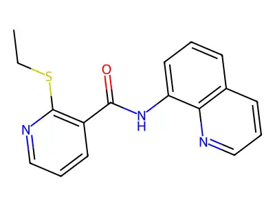 2-ethylsulfanyl-N-quinolin-8-ylpyridine-3-carboxamide structure