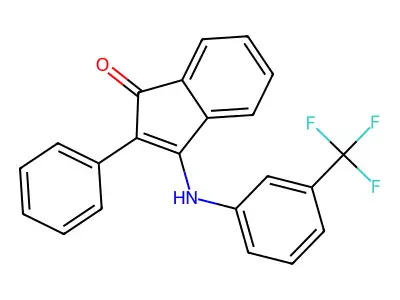 2-Phenyl-3-((3-(trifluoromethyl)phenyl)amino)inden-1-one structure