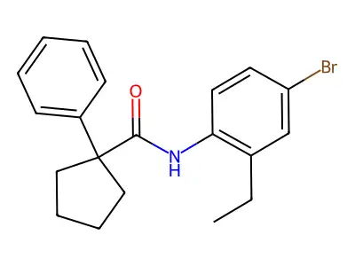 N-(4-bromo-2-ethylphenyl)-1-phenylcyclopentane-1-carboxamide structure