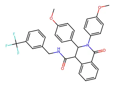 (2,3-bis(4-methoxyphenyl)-1-oxo(4-2,3,4-trihydroisoquinolyl))-N-((3-(trifluoromethyl)phenyl)methyl)formamide structure