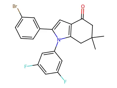 1-(3,5-Difluorophenyl)-2-(3-bromophenyl)-6,6-dimethyl-5,6,7-trihydroindol-4-one structure