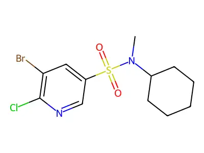 5-bromo-6-chloro-N-cyclohexyl-N-methylpyridine-3-sulfonamide structure