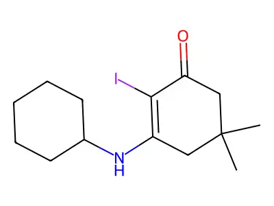 3-(Cyclohexylamino)-2-iodo-5,5-dimethylcyclohex-2-en-1-one structure