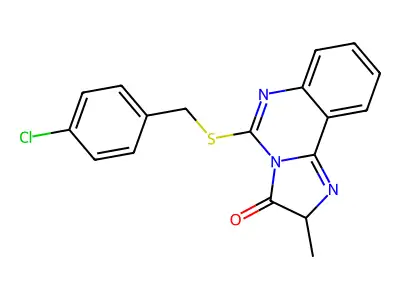 5-{[(4-chlorophenyl)methyl]sulfanyl}-2-methyl-2H,3H-imidazo[1,2-c]quinazolin-3-one structure