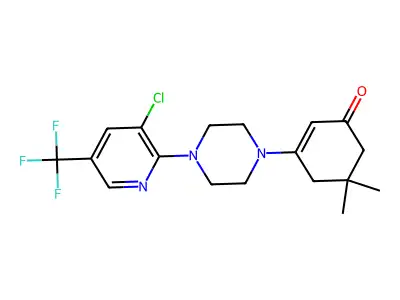 3-{4-[3-chloro-5-(trifluoromethyl)pyridin-2-yl]piperazin-1-yl}-5,5-dimethylcyclohex-2-en-1-one structure