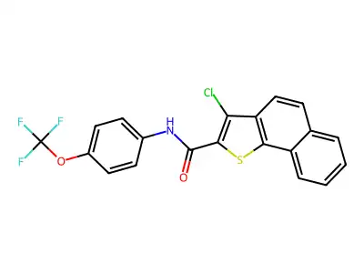 3-chloro-N-[4-(trifluoromethoxy)phenyl]benzo[g][1]benzothiole-2-carboxamide structure