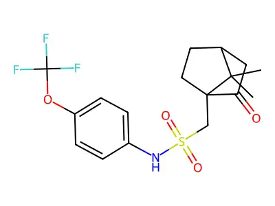 1-{7,7-dimethyl-2-oxobicyclo[2.2.1]heptan-1-yl}-N-[4-(trifluoromethoxy)phenyl]methanesulfonamide structure