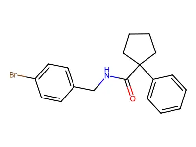 N-[(4-bromophenyl)methyl]-1-phenylcyclopentane-1-carboxamide structure