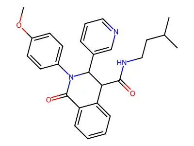 2-(4-methoxyphenyl)-N-(3-methylbutyl)-1-oxo-3-pyridin-3-yl-3,4-dihydroisoquinoline-4-carboxamide structure