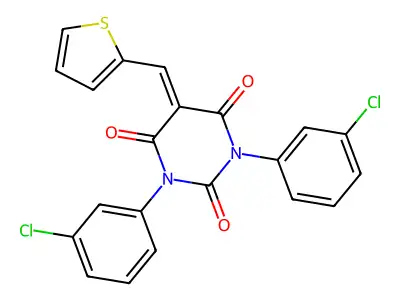 1,3-Bis(3-chlorophenyl)-5-(thiophen-2-ylmethylidene)-1,3-diazinane-2,4,6-trione structure