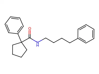 1-phenyl-N-(4-phenylbutyl)cyclopentane-1-carboxamide structure