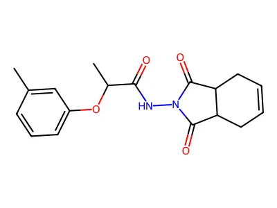 N-(1,3-dioxo-3a,4,7,7a-tetrahydroisoindol-2-yl)-2-(3-methylphenoxy)propanamide structure