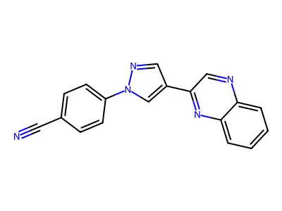 4-(4-(Quinoxalin-2-yl)-1H-pyrazol-1-yl)benzonitrile structure
