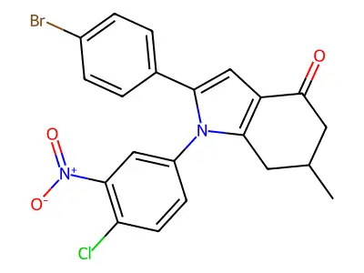 2-(4-Bromophenyl)-1-(4-chloro-3-nitrophenyl)-6-methyl-5,6,7-trihydroindol-4-one structure