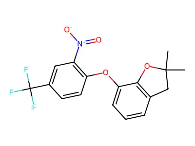 2,2-Dimethyl-7-[2-nitro-4-(trifluoromethyl)phenoxy]-2,3-dihydro-1-benzofuran structure