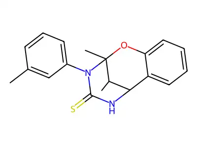 2,11-dimethyl-3-(3-methylphenyl)-2,3,5,6-tetrahydro-4H-2,6-methano-1,3,5-benzoxadiazocine-4-thione structure