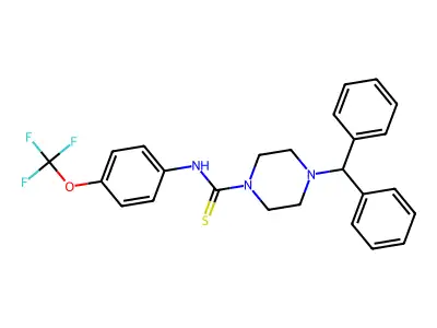 4-benzhydryl-N-[4-(trifluoromethoxy)phenyl]piperazine-1-carbothioamide structure
